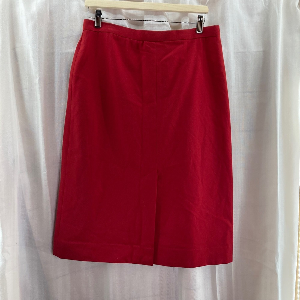 Ellen Tracy Red Wool Blend Button Front Midi Skir… - image 2